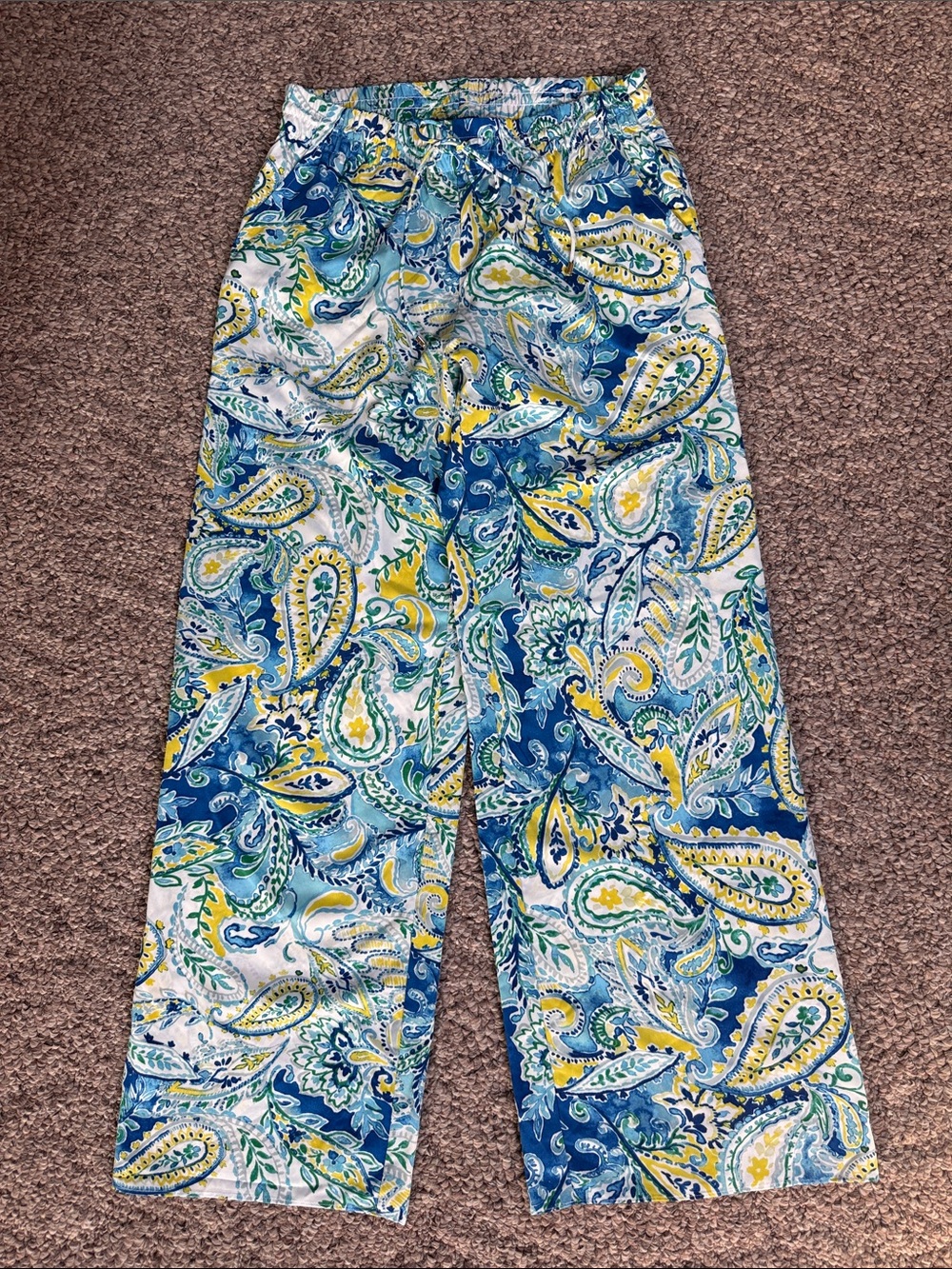Lauren Ralph Lauren Blue and Yellow Paisley Pants